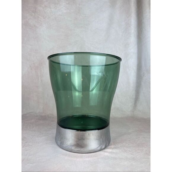 Vintage Y2K Metallic Waste Basket Bin Space Age Style Trashcan - Picture 2 of 8